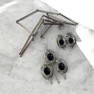 Lydia Fast LF 925 Sterling Silver Black Gemstone Modernist Jewelry